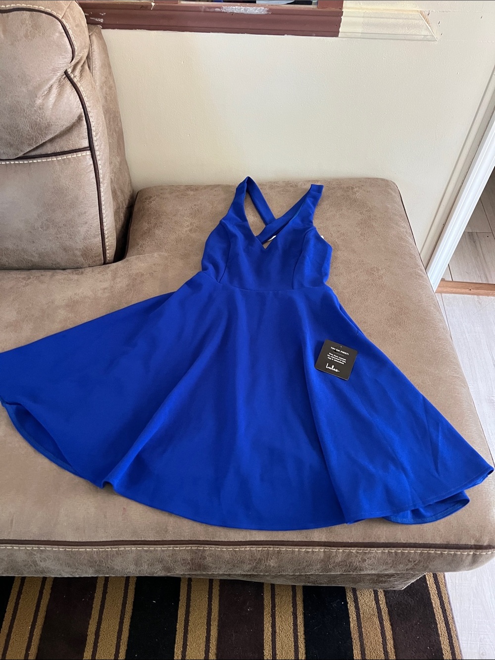 Lulus. Royal Blue V-Neck Fit & Flare Dress